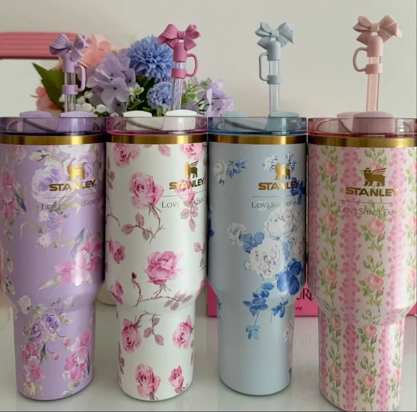 Stanley Floral Tumblers With Bow Straw Lid - Quencher 40 OZ