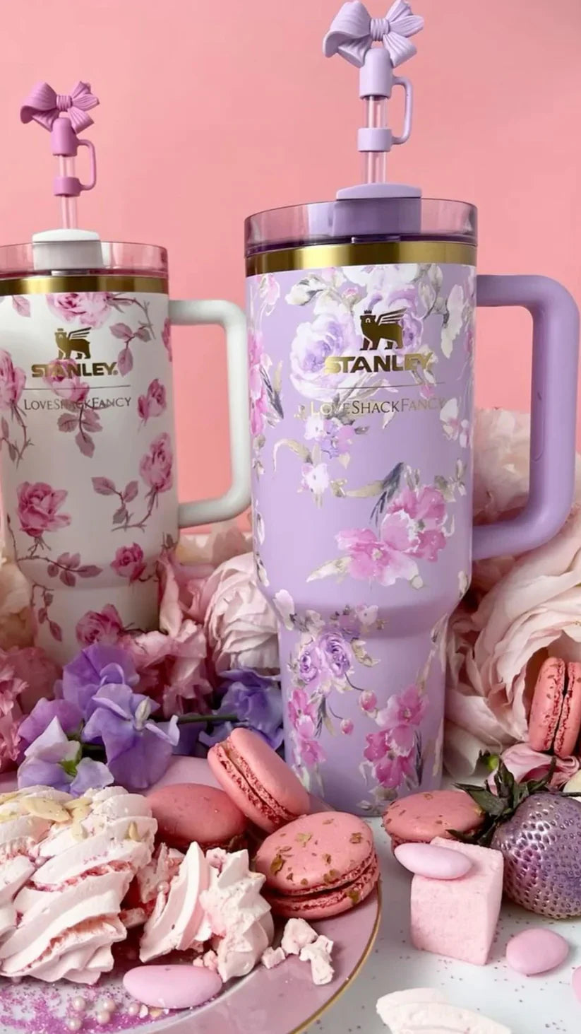 Stanley Floral Tumblers With Bow Straw Lid - Quencher 40 OZ
