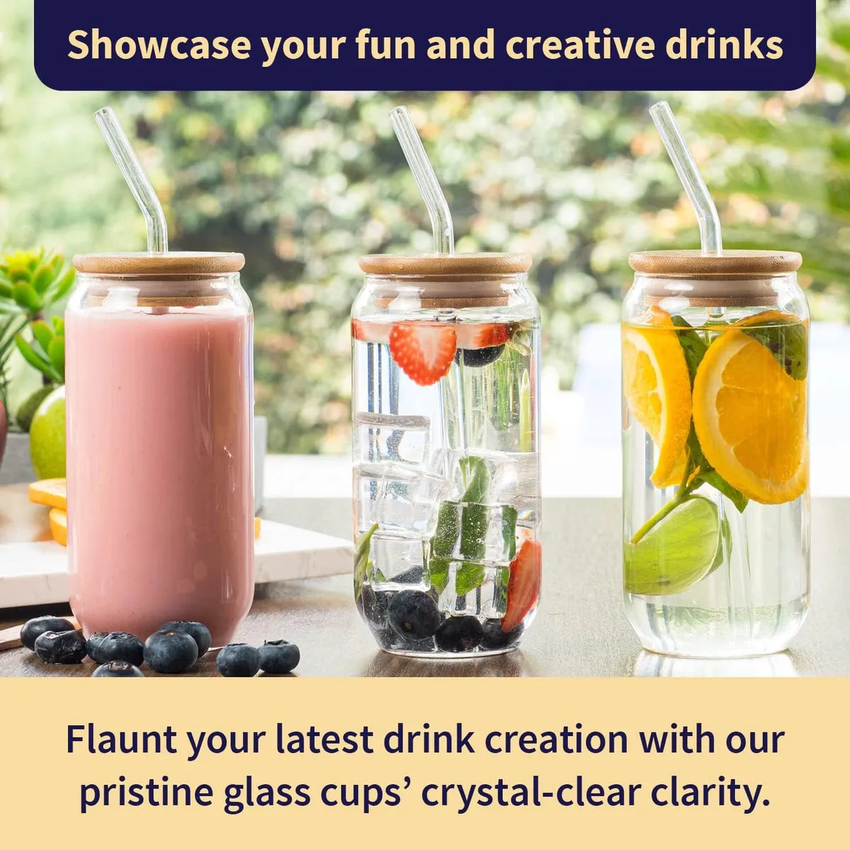 Beer Can Shape Drinking Glasses Tumbler with Airtight Wooden Lid and Straw 500 ml