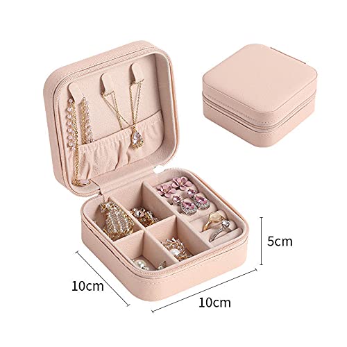 Jewellery Organiser PU Leather Zipper Portable Storage Box Case with Dividers Container for Rings, Earrings, Necklace Home Organizer (Style 1)