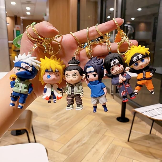 Naruto Ninja Keychain Set – Cute Cartoon Character Keyrings for Bags & Cars