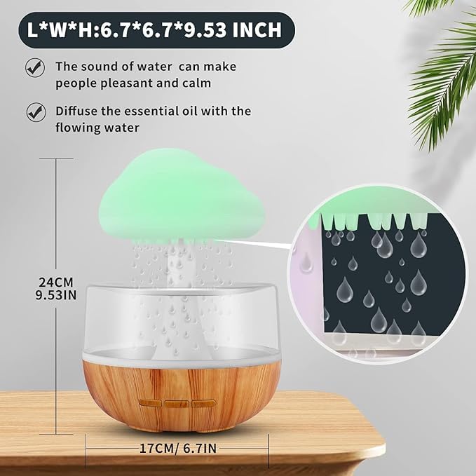 Cloud Humidifier with USB & Adjustable Rain Cloud Water Drop Mushroom Trendy Humidifier