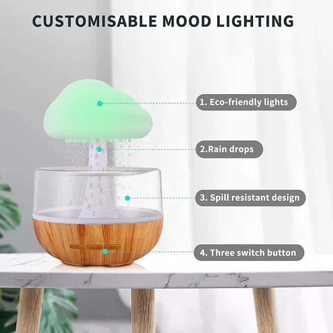 Cloud Humidifier with USB & Adjustable Rain Cloud Water Drop Mushroom Trendy Humidifier