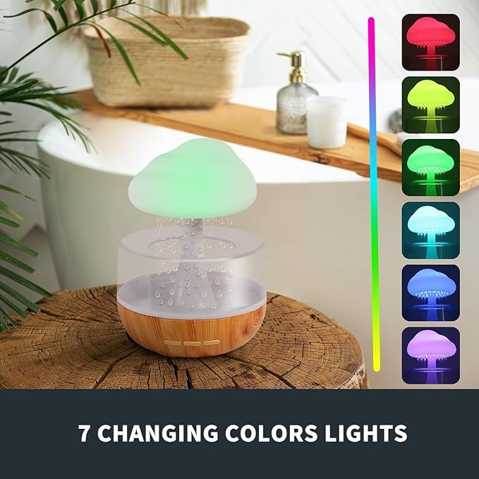Cloud Humidifier with USB & Adjustable Rain Cloud Water Drop Mushroom Trendy Humidifier