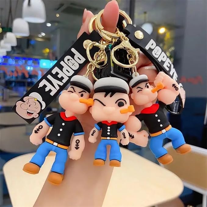 Popeye 3D Keychain 🧜‍♂️| Cute & Quirky Bag Charm 🎒 | Unbreakable Travel Essential