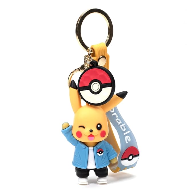 Pikachu Premium Silicone Keychain – Cute Anime Character Bag Charm & Key Ring