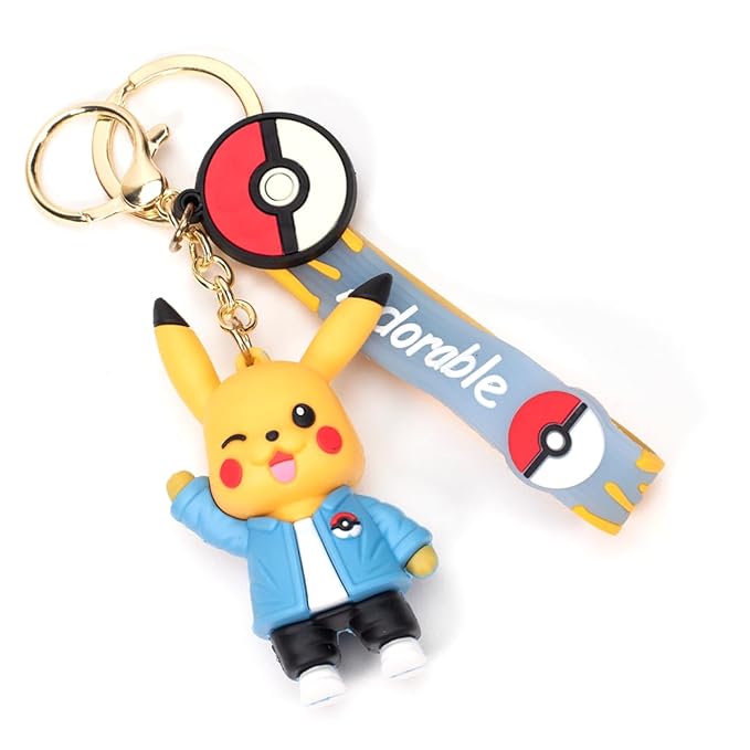 Pikachu Premium Silicone Keychain – Cute Anime Character Bag Charm & Key Ring
