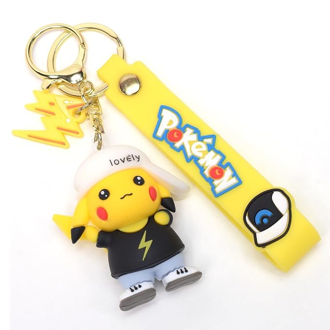 Pikachu Premium Silicone Keychain – Cute Anime Character Bag Charm & Key Ring