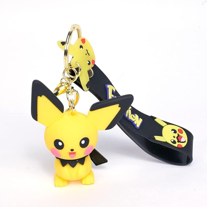 Pikachu Premium Silicone Keychain – Cute Anime Character Bag Charm & Key Ring