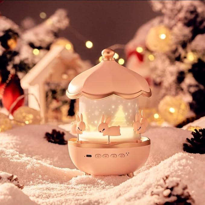Rotating Cabin Projector Lamp Star Projector Night Light for Kids Baby Sound Machine