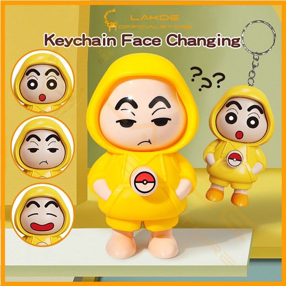 Shinchan Face Changing Keychain | Key Holder Cartoon Character | 3D Face Changing Model